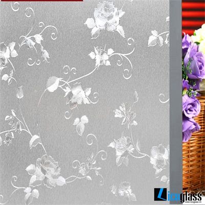 Giấy dán kính mờ đẹp màu trắng họa tiết hoa 005