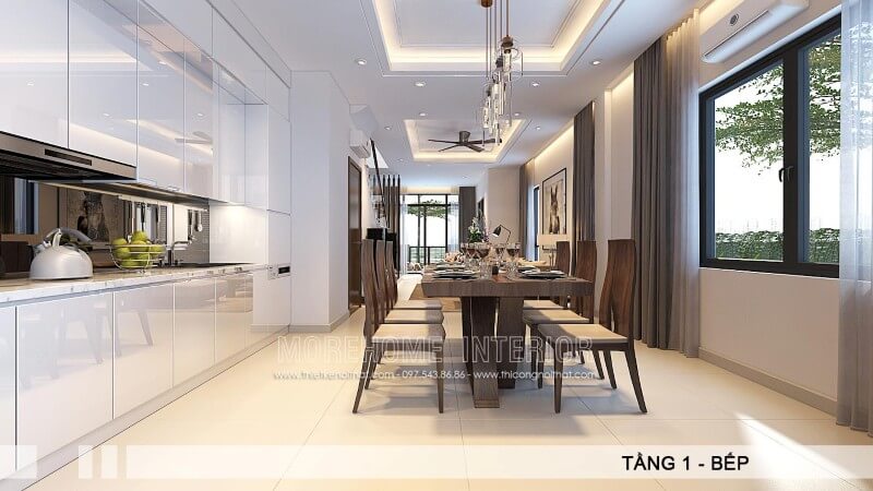 Thiết kế tủ bếp biệt thự phong cách hiện đại đầy đẳng cấp Tủ bếp hiện đại, tủ bếp chữ u, tủ bếp chữ i, tủ bếp chữ l