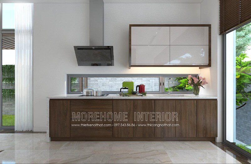 Mẫu tủ bếp cao cấp tại biệt thự Imperia Garden Nguyễn Huy Tưởng phong cách hiện đại, trẻ trung Thiết kế phòng bếp, tủ bếp đẹp