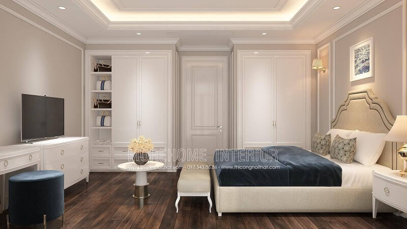 Giường ngủ chung cư tân cổ điển Giường ngủ chung cư tân cổ điển
