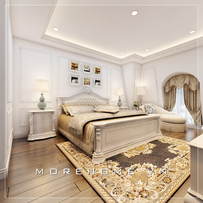 Giường ngủ chung cư tân cổ điển Giường ngủ chung cư tân cổ điển
